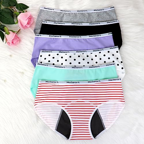 Nalwort Teen Girls Period Panties Cotton Leakproof Menstrual Underwear for First Period Starter