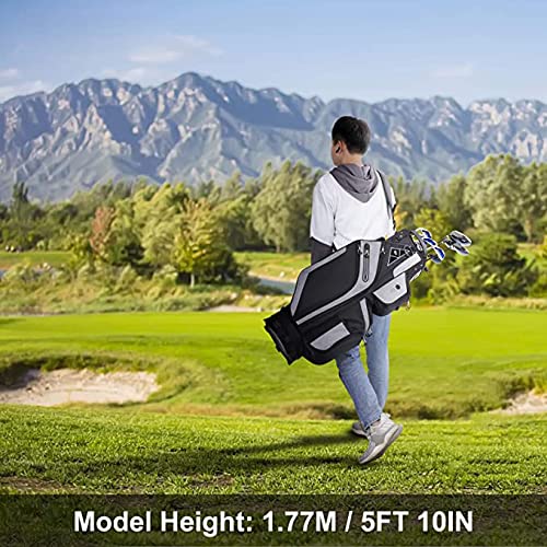 LIVSINGOLF 14 Way Golf Cart Bag for Push Bag Classy Design Full Length with Cooler, Rain Hood, Putter Well (Black)
