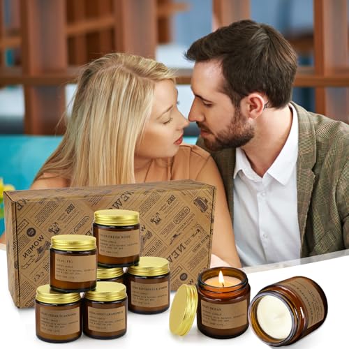 8 Pack Candles for Home Scented, Aromatherapy Jar Candle Gifts for Women, Natural Soy Wax Amber Candles Set, Scented Candles Set for Birthday Valentine Mother's Thanksgiving Day Present