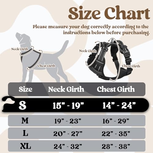 rabbitgoo Dog Harness Small Sized, No Pull Pet Harness with 3 Buckles, Adjustable Soft Padded Dog Vest with Instant Control Handle, Easy Walking Reflective Pet Vest for Small Dogs, Black, S