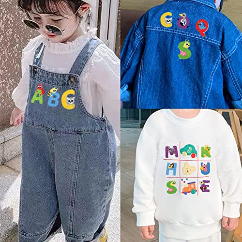 MISDONR Iron On Letter Patches, 2 Sets (52 Pieces) A-Z Cute Embroidery Alphabet Patches for Kids Clothing Backpacks