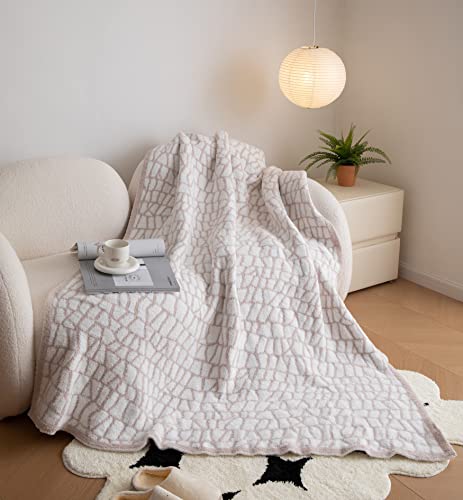 Ultra Soft Cozy Buffalo Checkerboard Grid with Lightning Pattern Fluffy Microfiber Knitted Throw Blanket Lightweight Fleece Checkered Blanket for Sofa Couch Bed Travel