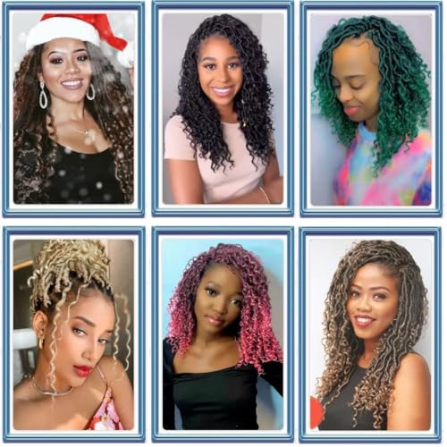 Purple Boho Goddess Locs Crochet Hair 8 Packs 22 inch Purple River Locs Crochet Hair Boho Faux Locs Crochet Hair with Curly Ends Boho Faux Locs Synthetic Hair for Black Women(22inch T1B/Purple#)