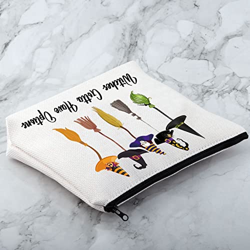 MNIGIU Halloween Witch Brooms Cosmetic Zip Bag Witches Gotta Have Options Makeup Pouch Halloween Themed Gift (Witches gotta have options)