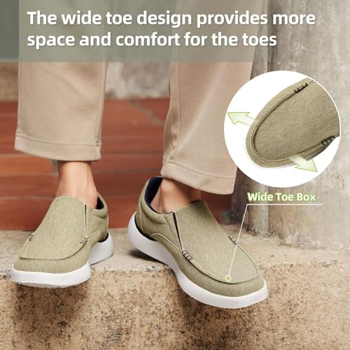 OrthoComfoot Men's Orthopedic Comfortable Casual Shoes, Supportive Loafer Shoes for Overpronation, Plantar Fasciitis Arch Support Deck Shoes for Hanging Out Grey Size 9