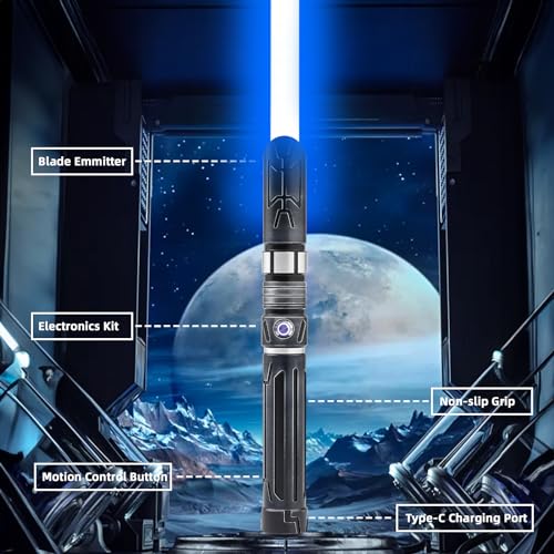 Saberforms Lightsaber Dueling Light Saber with12 RGB Colors 16 Sound Fonts and Motion Control, Force FX Lightsabers with Retro Weathered Handle and Replaceable Blade, Light Sabers for Adults, Kids
