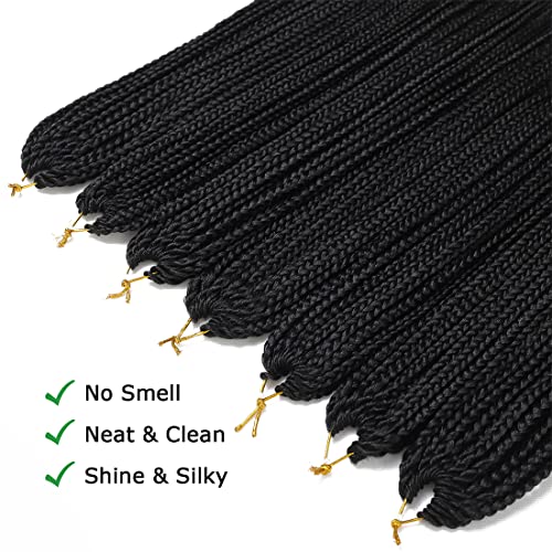 Crochet Box Braids Hair pre looped Goddess Box Braids Crochet Braiding Hair 7 Packs Crochet Box Braids 3x Box Braids Crochet Hair (18 inch, TGRAY)