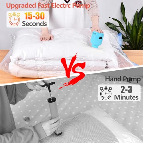 Morecoo Vacuum Seal Bags for Clothing,10 Pack Vacuum Storage Bags (5 Jumbo/5 Large) with Electric Pump,Packing Cubes Compression Space Saver for Comforters,Blankets - Travel Essentials