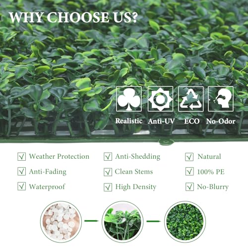HEDGE MAZE Grass Wall Panels 12pc 10" x 10" Bowxood Panels with UV Protection, Suitable for Events, Shops, Offices Decor, Durable Wall Panels Backdrop