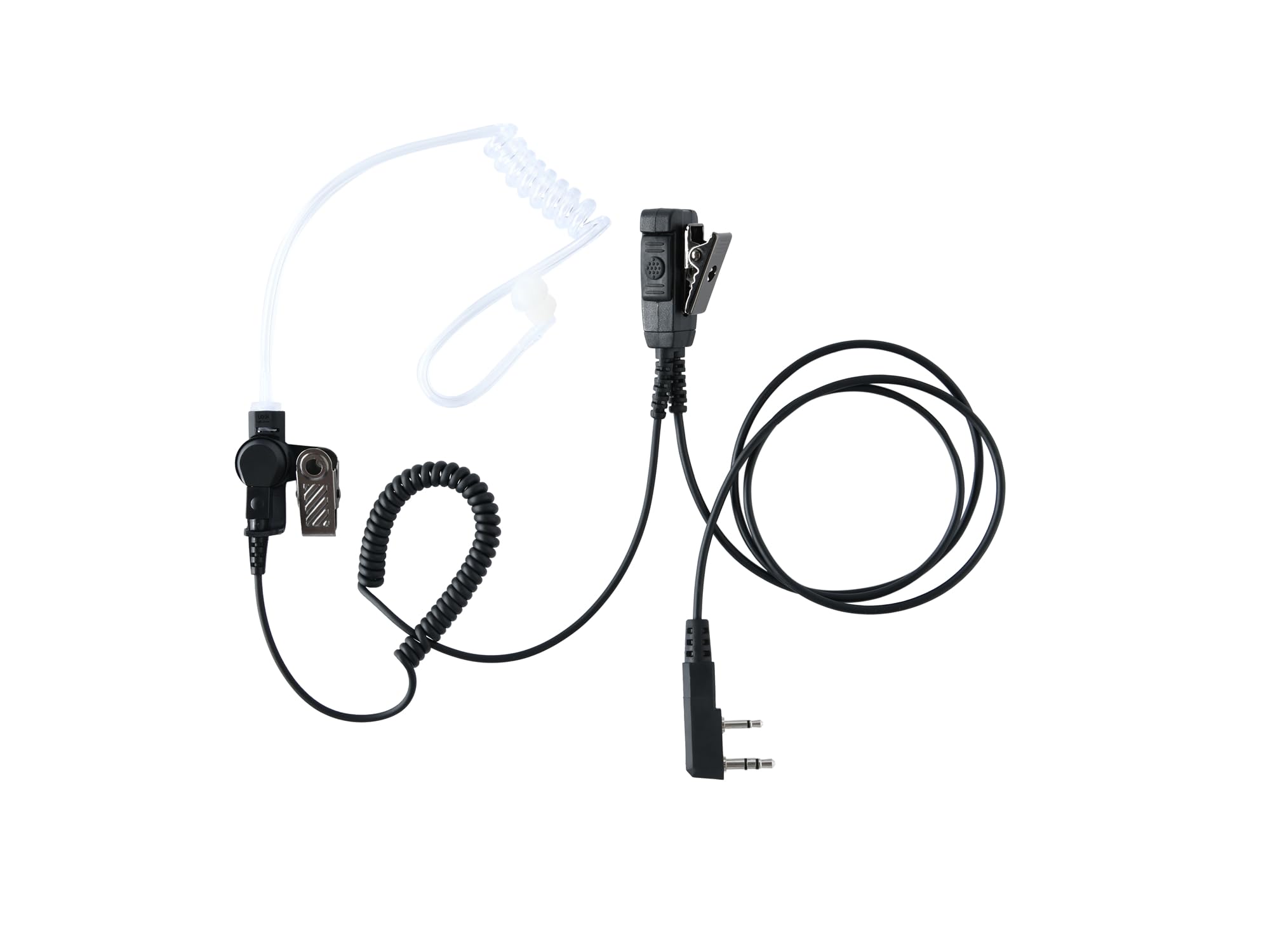DLECNFUN Tansparent Acoustic Tube Earpiece - with PTT and Mic for Two Way Radio,2-Wire Mushroom-Sharp Surveillance Kit Headset,Flexible Stretch Cable Compatible with Kenwood Walkie Talkie