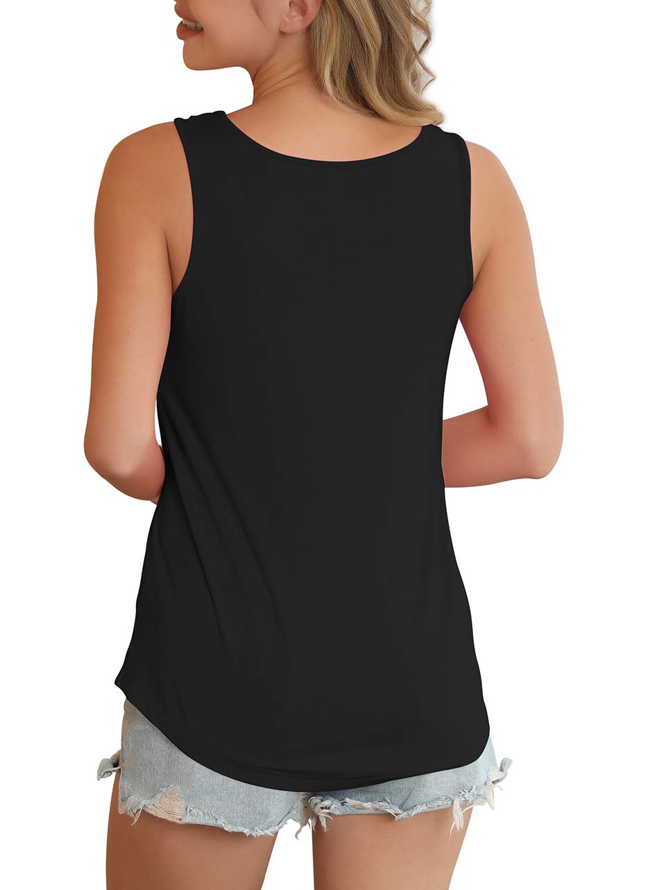 Feiersi Women's Summer Sleeveless Criss Cross Casual Tank Tops Basic Blouse Black Large