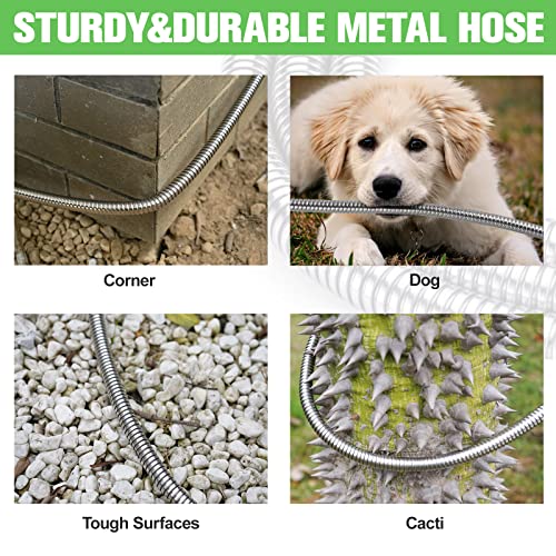 TVKB Metal Garden Hose Stainless Steel Metal water Hose Super Tough & Flexible Water pipe Lightweight, Crush Resistant Aluminum Fittings, Kink & Tangle Free, Rust Proof (50FT)