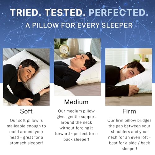 felo Feather Down Pillow Queen Size, CloudFusion Goose Down Pillow for Sleeping, Hotel Collection Bed Pillow for Side Back Pain Sleepers (20" x 30")