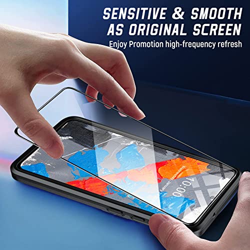 Oterkin for Samsung Galaxy S21 FE Case, Heavy Duty Military Grade Shockproof Case with Kickstand & Tempered Glass Screen Protector, Supports Magnetic Car Mount (Black)