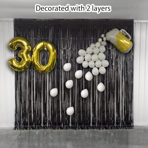 Red Metallic Tinsel Foil Fringe Curtains,Melsan 3.2 x 8 ft Foil Curtian Tinsel Backdrop Party Supplies for Birthday, Engagement, Christmas, Birthday, Anniversary, Valentine's Day - 3 Packs