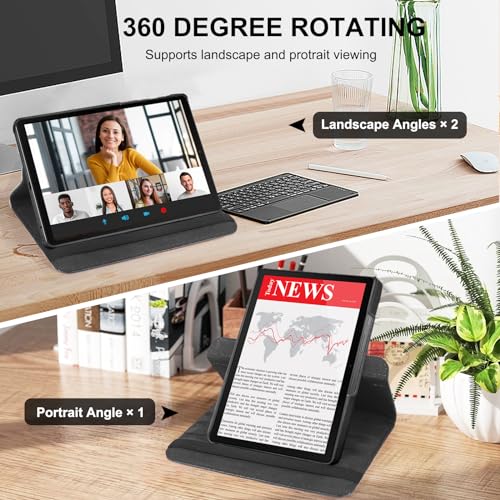 LRCXL Case for Samsung Galaxy Tab A8 10.5 Inch, Auto Wake/Sleep, 360 Degree Rotating Stand Case Cover for Galaxy Tab A8 10.5 Inch 2022 (SM-X200/X205/X207) (Black)