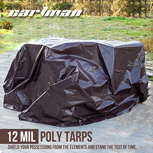 CARTMAN Finished Size 14x20 Feet Extra Thick 16 Mil Ultra Heavy Duty Poly Tarp, Multipurpose Protective Cover, UV Resistant, Waterproof Poly Tarpaulin with Reinforced Edges
