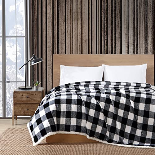 Eddie Bauer - Queen Blanket, Reversible Fleece & Faux Shearling Bedding, Perfect for Layering, Dorm Essentials (Solid Navy)