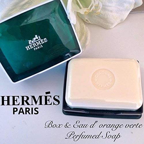 Hermès Soap - Eau d'Orange Verte Luxury Perfumed Gift Boxed Soap Imported From Hermès Paris - Citrus and Mint Fragrance - 3.5 Ounces / 100 Grams - Gift Boxed Perfumed Soap / Savon Parfume