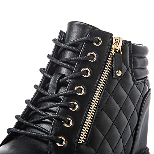 GLOBALWIN Women's Ankle Boots Black Wedge Sneakers For Women 5.5M