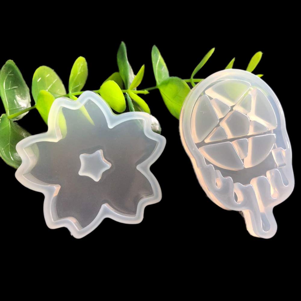 11 Pack Resin Silicone Casting Molds Trays for DIY Jewelry Craft Making, Including Butterfly Cherry Blossom Wooden Horse Sailor Moon and Star Moon Molds