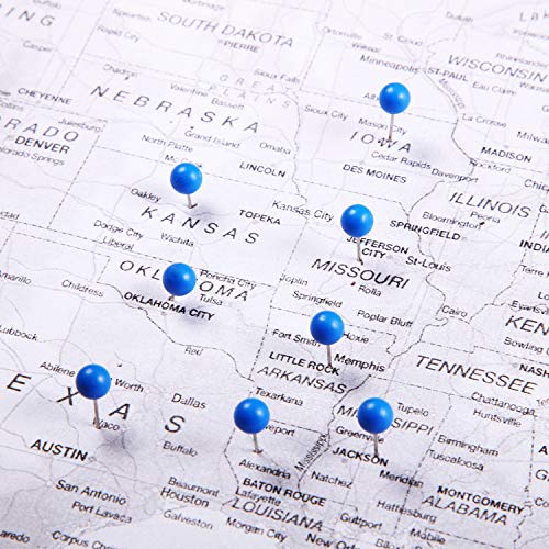500 Pack Map Push Pins Map Tacks Small Size (Blue, 1/8 Inch)