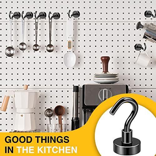 DIYMAG Magnetic Hooks, 25Lbs Facilitate Hook Neodymium Magnet Hooks with Nickel Coating for Cruise,Kitchen, Home, Workplace, Office and Garage etc, 10 Packs (Black)