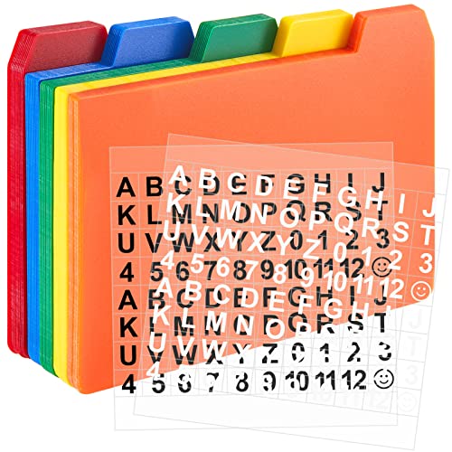 Lewtemi 50 Pcs Index Card Dividers 4 x 6 Inch Index Card Dividers with Tabs Guides with 2 Pcs Alphabet Number Stickers for Office Recipe Business (Assorted Color)
