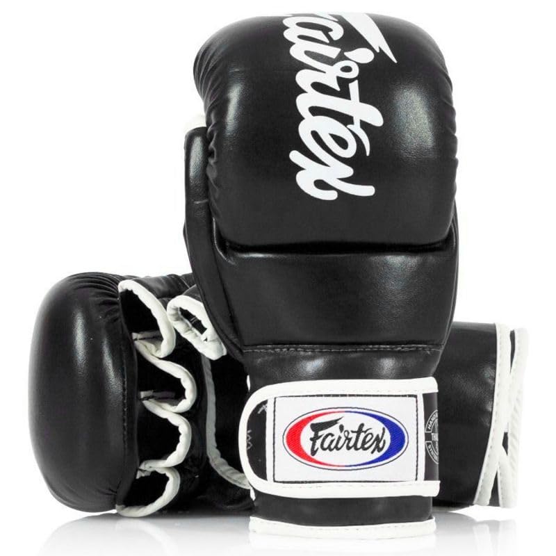 Fairtex FGV18 Muay Thai Boxing Gloves for Men, Women & Kids| MMA Gloves for Martial Arts|Made from Premium Quality Leather, Light Weight & Shock Absorbent Boxing Gloves-Small, Black