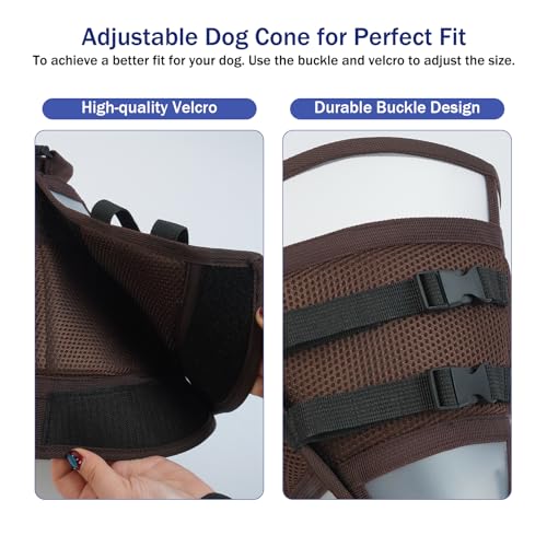 QBLEEV Dog Cone Collar, Soft Dog Cone Breathable Dog Cone for Dogs After Surgery Small Dog Cone Alternative Adjustable Protective Dog Recovery Collar Pet Neck Cone Plastic Elizabethan Collar S
