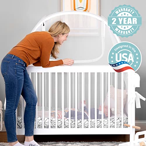 Pro Baby Safety Pop Up Crib Tent, Fine Mesh Crib Netting Cover to Keep Baby from Climbing Out, Prevent Falls and Mosquito Bites, Safety Net Canopy - Sturdy & Stylish Infant Crib Topper