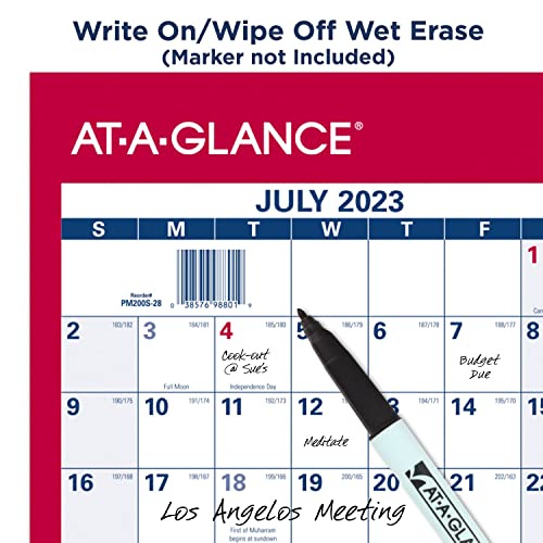 AT-A-GLANCE 2023-2024 Erasable Calendar, Dry Erase Wall Planner, 36" x 24", Large, Academic & Regular Year, Double Sided, Horizontal (PM200S2824)