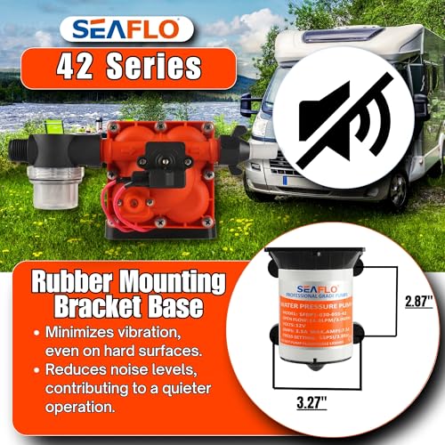 SEAFLO 42 Series 12V 3.0 GPM 55PSI Continuous Duty Diaphragm Pump with Bypass for Reduced Cycling, Fresh/Salt Water, 4-Year Warranty, UL & CSA Certified, Self-Priming for Marine, RV, Off-Grid, Boats