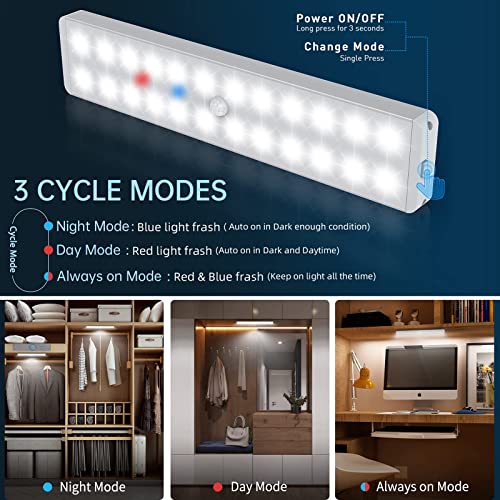 Lightbiz LED Closet Light with Charging Station, 24-LED Dimmer Motion Sensor Under Cabinet Light Wireless Stick-Anywhere with Remote for Stairs,Kitchen,Hallway (3 Pcs)