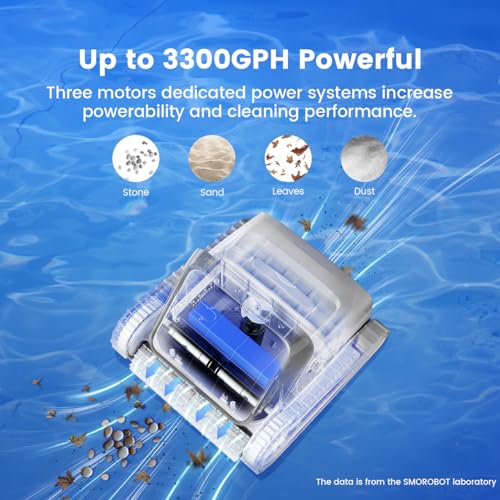 2024 Upgrade SMOROBOT Pool Cleaning Robot, Cordless Robotic Pool Cleaner for Inground Pools, 150 Mins Runtime, Advanced Brushes, XL Debris Capacity, Pool Robot Vacuum for Gravel, Sand, Leaves