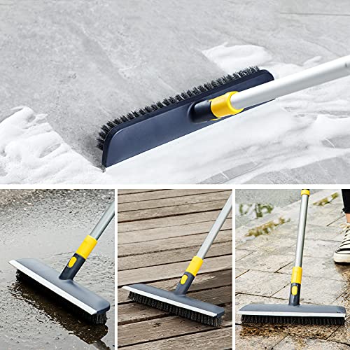 Yocada Floor Scrub Brush 55.9 inch Telescopic Handle 2 in 1 Scrape Brush Stiff Bristle Shower Scrubber for Cleaning Patio Bathroom Garage Kitchen Wall Deck Tub Tile