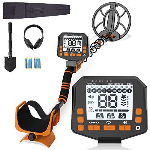 SUNPOW Metal Detector for Adults, Professional Waterproof High Accuracy Metal Detector, 10'' Detection Depth, Pinpoint & Disc & Notch & All Metal & Volume Modes, Strong Anti-Interference-GC-1083