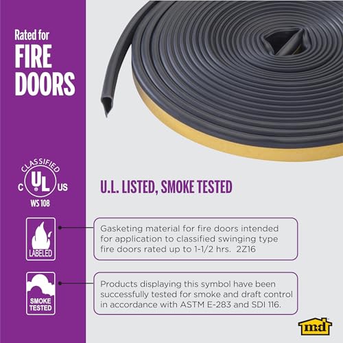 M-D Building Products 68668 Highly Durable Silicone Rubber Gasket Seal for Doors and Windows, Flexible in Extreme Temperatures, Ideal for Indoor and Outdoor Use, No Hardware Required (Black) (20 ft)