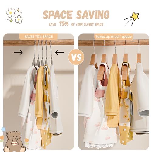 VILICK Baby Hangers for Closet, Kids Velvet Hangers 20 Pack, Non-Slip Toddler Felt Hangers for Infant Baby Clothes, Pants, Shirts & Dresses, Space Saving Small Children Hangers (20 Packs, Grey)