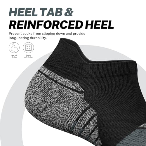 PAPLUS Compression Running Socks Women (6 Pairs), Ankle Athletic Socks Low Cut with Arch Support