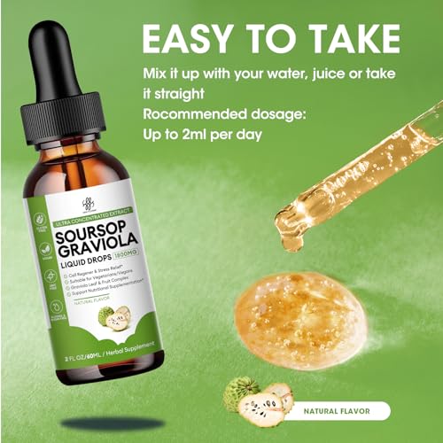 iMATCHME Soursop Graviola Liquid Drop for Cell Support & Regeneration, Immune Boost, Relax, Liver and Sleep, Soursop Bitters Liquid, Herbal Goodness, Sugar/Gluten Free, Natural Flavor, 2 Fl Oz