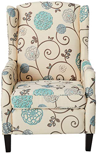 Christopher Knight Home GDFStudio Westeros Traditional Wingback Fabric Recliner Chair (White & Blue Floral)