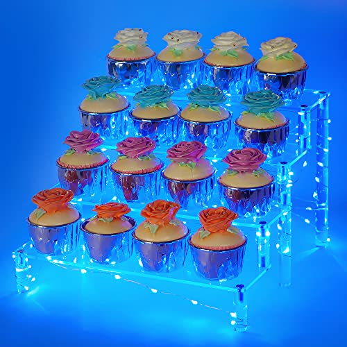 YestBuy Display Shelf Cake Stand – 4 Tier Shelf Cake Pop Stand – Multifunctional and Durable Acrylic Stand – Mounting Hardware Included – Ideal for Desserts, Cosmetics, Glassware, Figurines