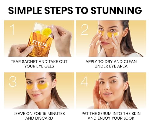 Under Eye Patches for Dark Circles and Puffy Eyes (30 Pairs), 24k Gold Eye Mask for Dark Circles and Puffiness with Vitamin C, Hyaluronic Acid, and Pearl Extract, Collagen Eye Gel Pads for Puffiness