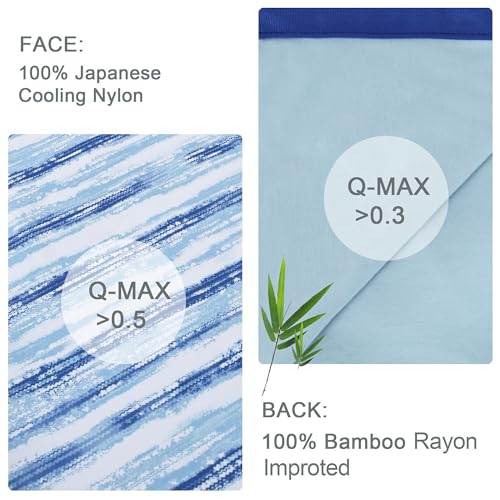 YINFUNG Blue Cooling Blanket for Hot Sleepers Tie Dyed Summer Blanket Night Sweat Silky Arc Chill Cold Blanket for Hot Flashes Coastal Q-max 0.5 100% Rayon Derived from Bamboo Ombre Sea 60×80IN