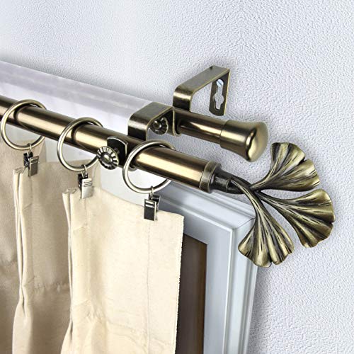 Rod Desyne Fortune Double Curtain Rod, 28 to 48-Inch, Antique Brass