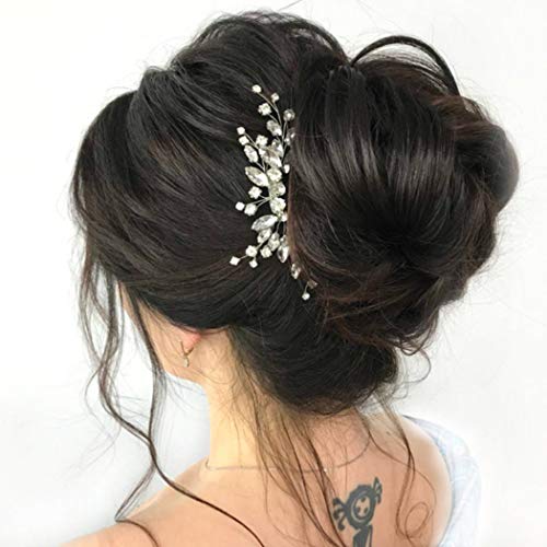 Unicra Bride Silver Wedding Hair Comb Sparkly Crystal Bridal Hair Piece Rhinestone Hair Accessorie for Women and Girls (A-Silver)