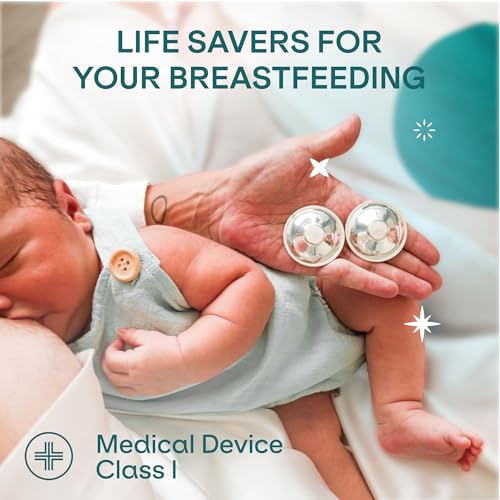 Koala Babycare The Original Silver Nursing Cups - Nipple Shields for Nursing Newborn -Breastfeeding Essentials - Protect and Soothe - Tri-Laminate Silver - Standard Size