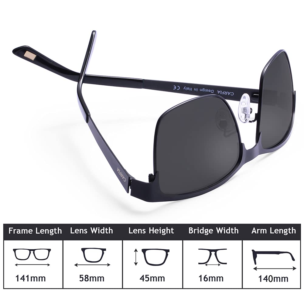 CARFIA Metal Mens Sunglasses Polarized UV400 Protection for Driving Fishing Hiking Golf Everyday Use CA5225