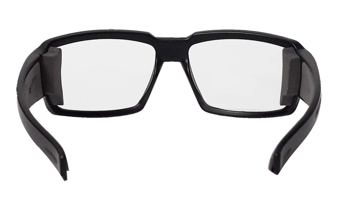 BOMBER Clear Safety Glasses for Men, Matte Black Frame with Polycarbonate Clear Safety Lens z87 Compliant BG101 Safety Glasses, Fitment style for men women